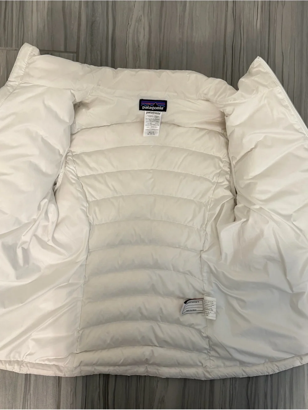 Patagonia Girls XL (14-16) Down Jacket Off White Birch Full Zip Puffer
